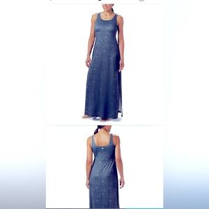 Columbia Freezer TM long dress with side slits, Seaside swirls black/gray.